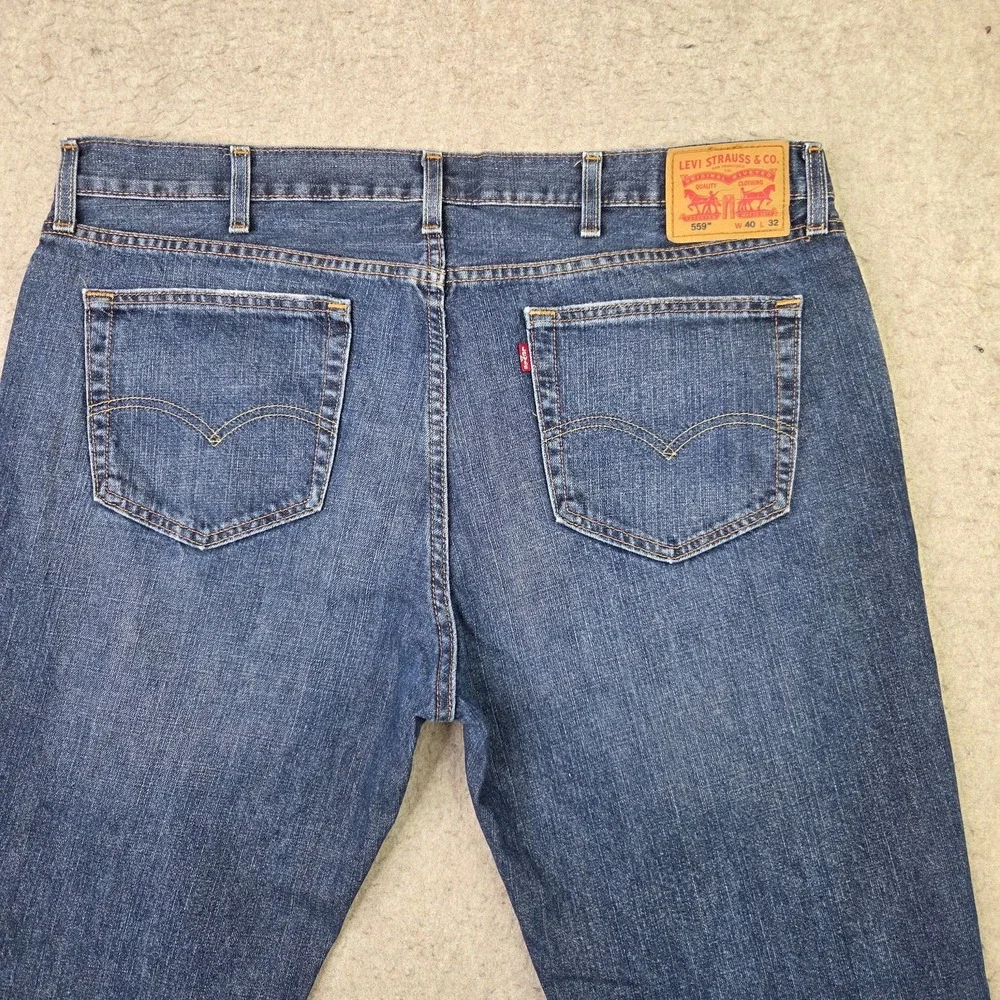 Levis 559 Jeans Mens 40x32 Blue Relaxed Straight Dark Wash Mid Rise Denim